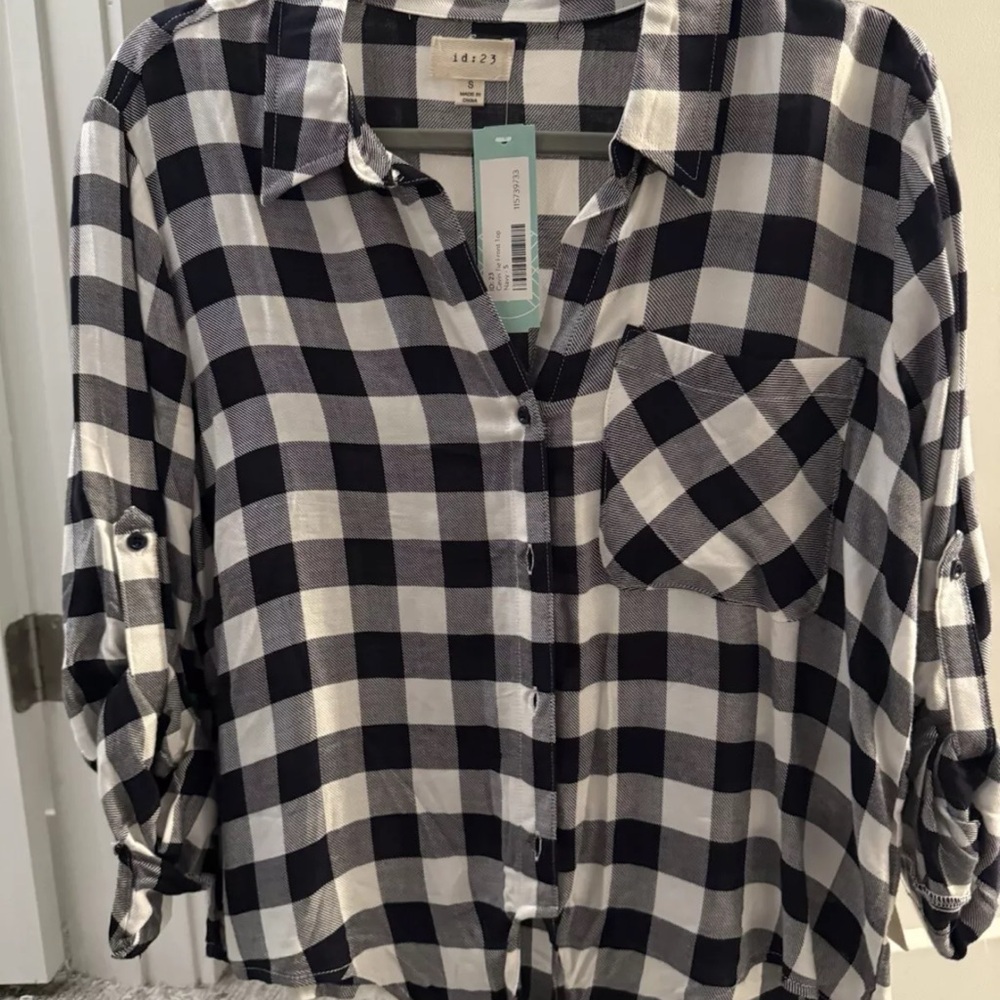 Old Navy Black and White Plaid Shirt